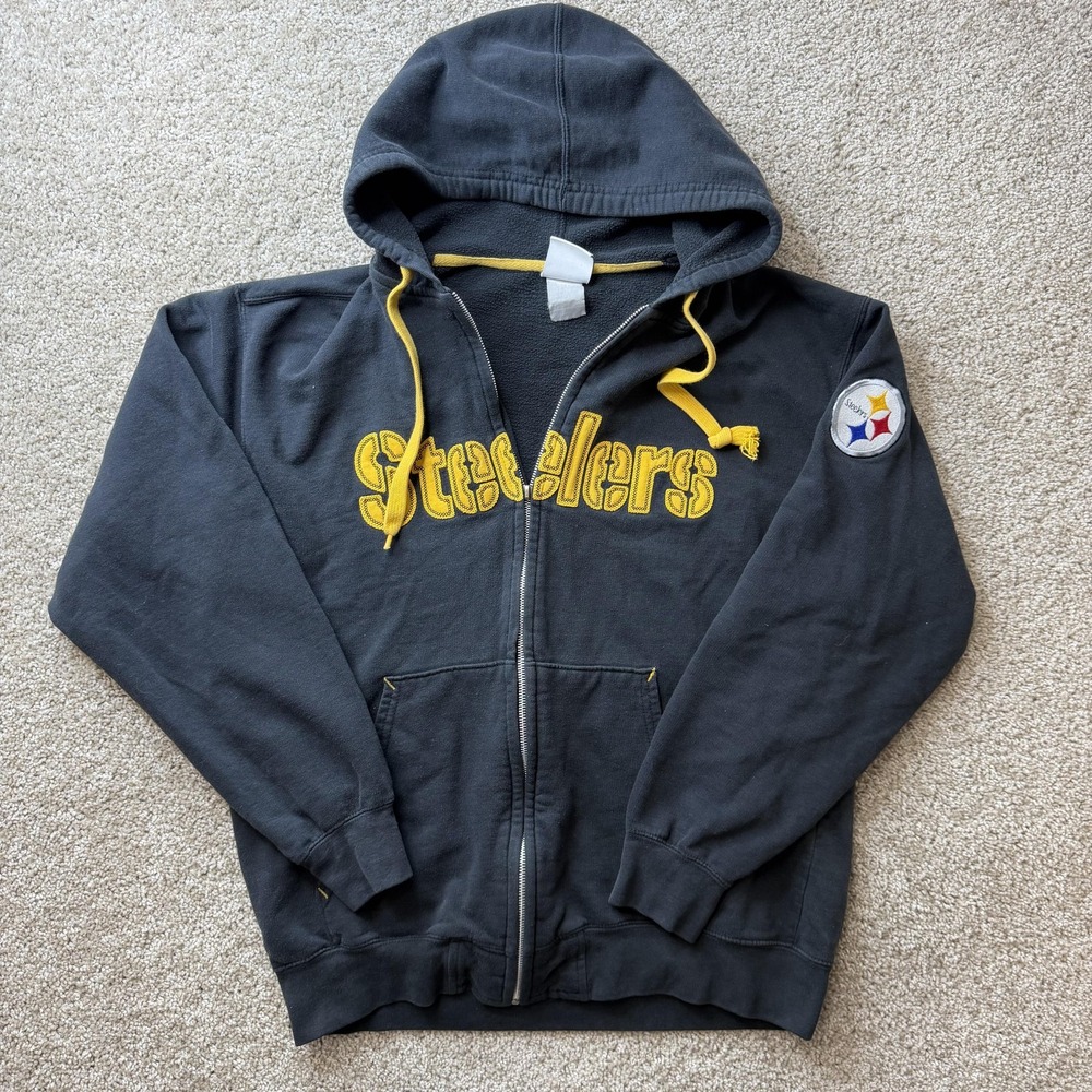 Pittsburgh Steelers Hoodie Sweatshirt Mens Large Black NFL Football Team Apparel